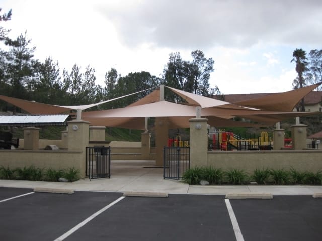 Parking Lot Shade Sails installation example in Southern California