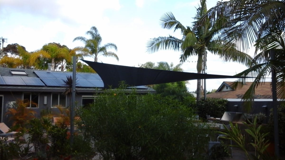 Real residential shade sail installation photo 1 from Cali Shade Sails