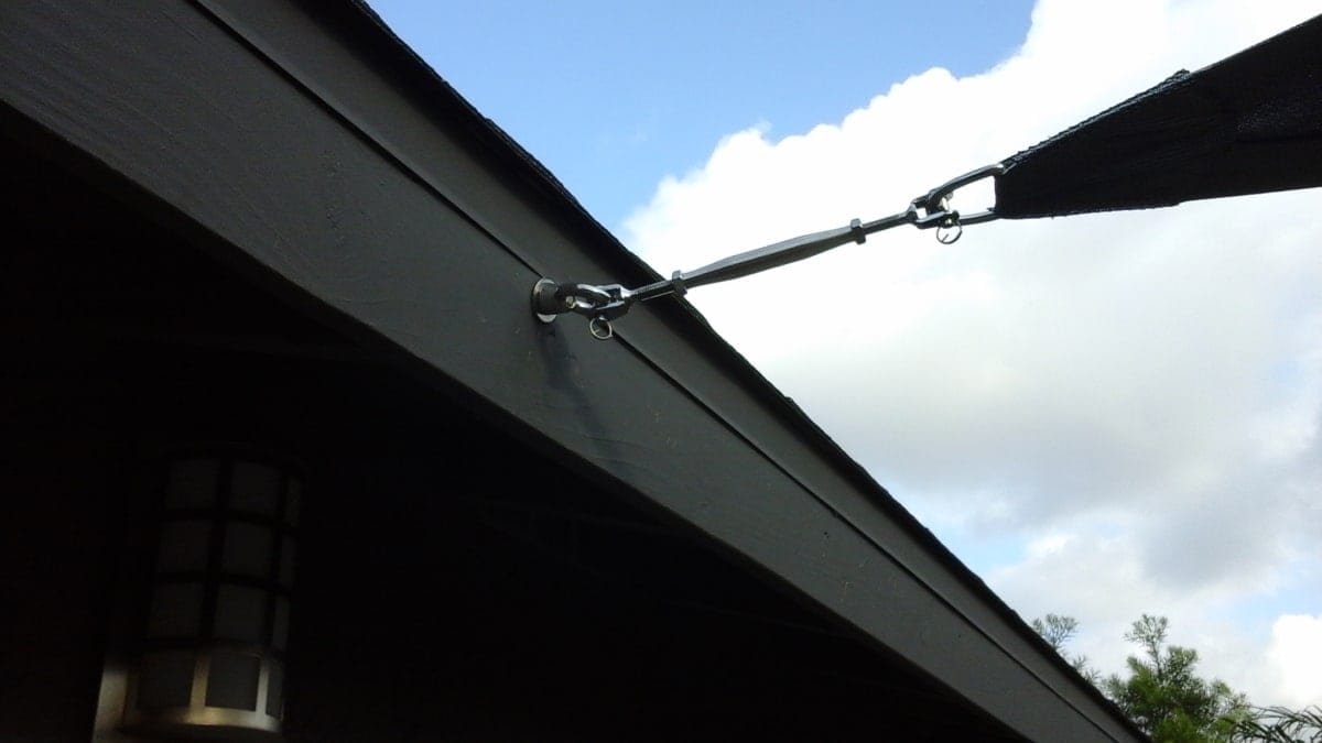 Real residential shade sail installation photo 2 from Cali Shade Sails