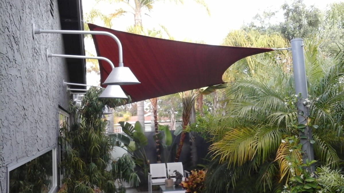 Real residential shade sail installation photo 4 from Cali Shade Sails