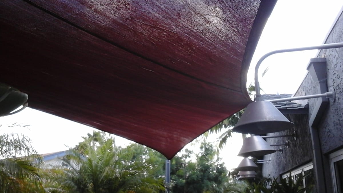 Real residential shade sail installation photo 5 from Cali Shade Sails