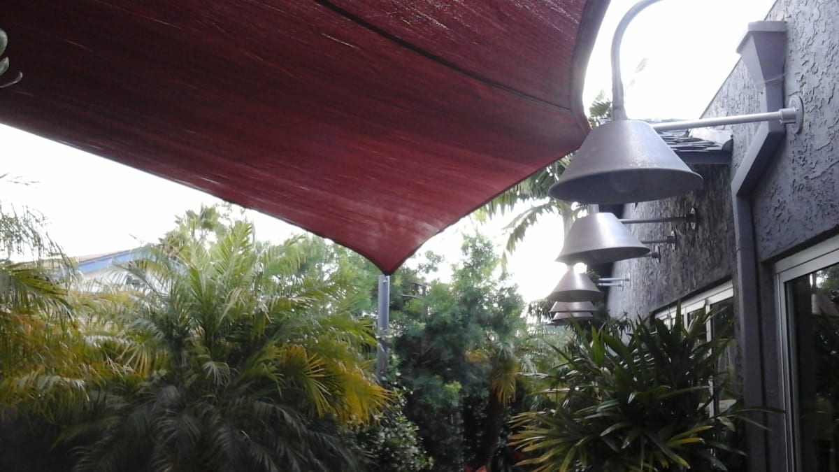 Real residential shade sail installation photo 6 from Cali Shade Sails