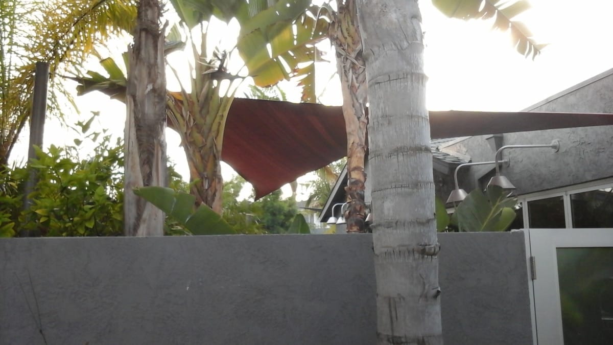 Real residential shade sail installation photo 7 from Cali Shade Sails