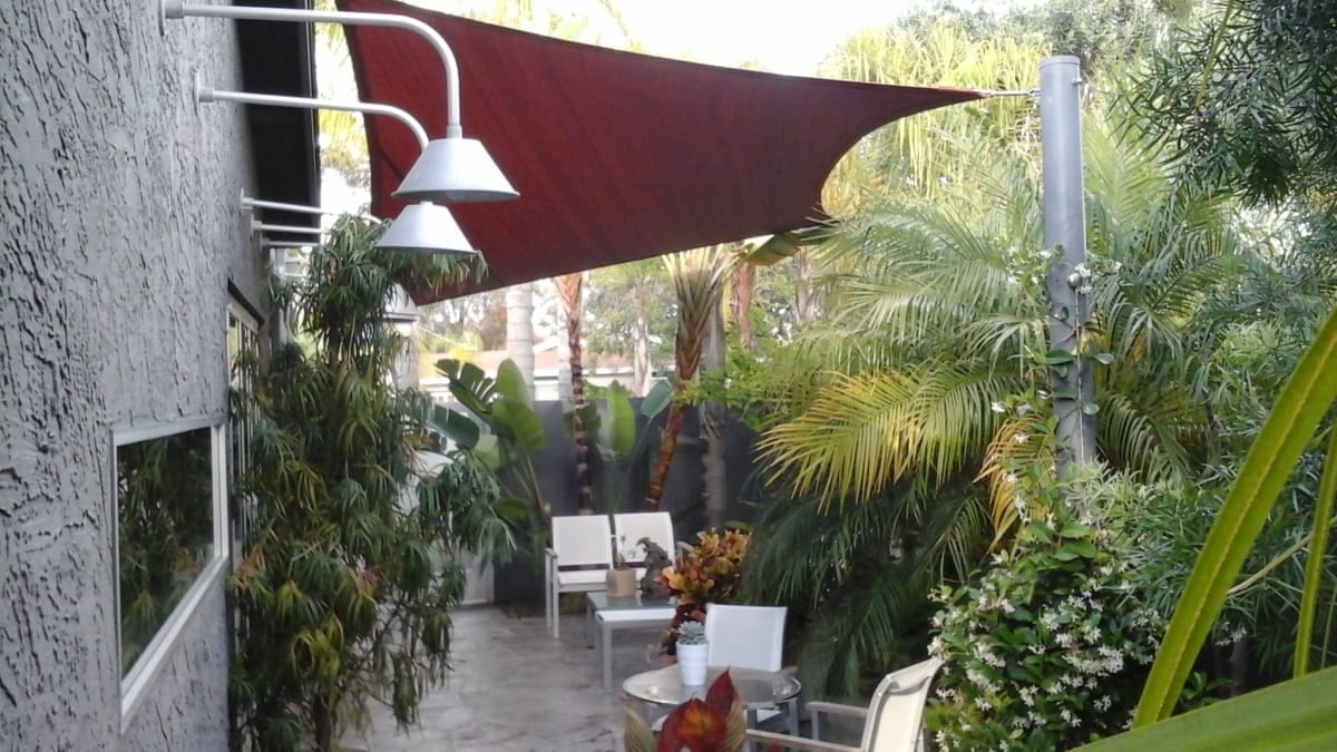 Real residential shade sail installation photo 10 from Cali Shade Sails