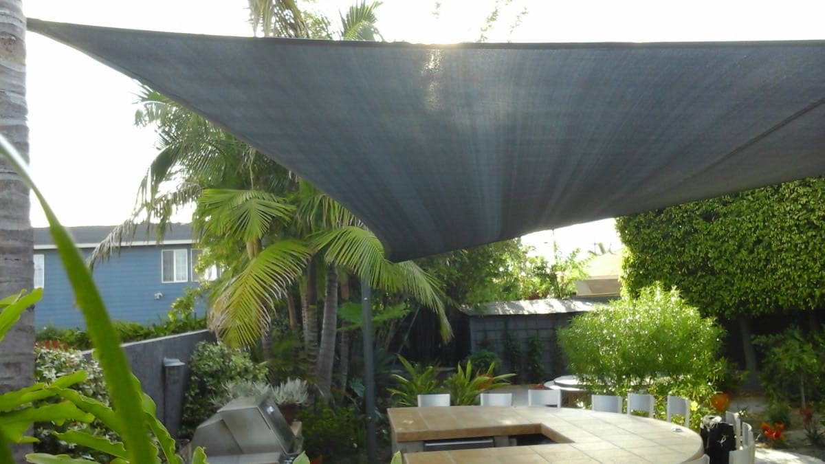 Real residential shade sail installation photo 11 from Cali Shade Sails