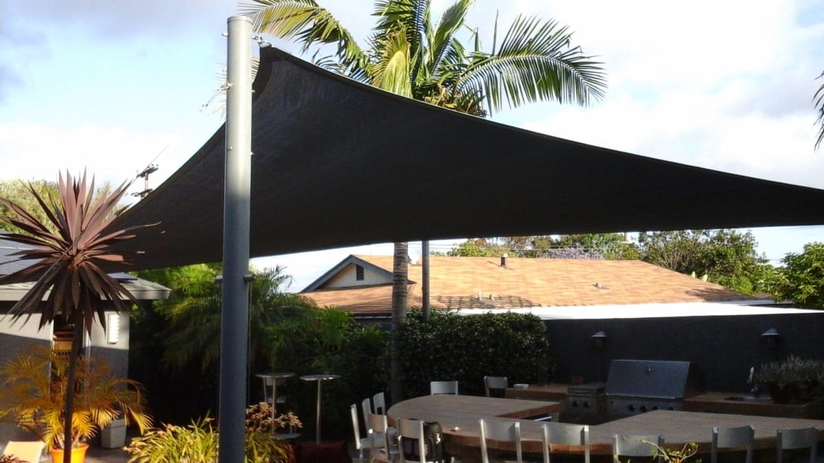 Real residential shade sail installation photo 12 from Cali Shade Sails