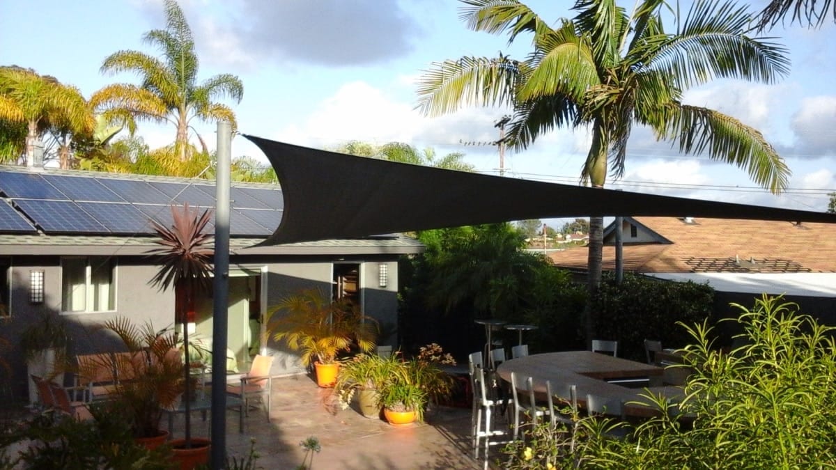 Real residential shade sail installation photo 13 from Cali Shade Sails