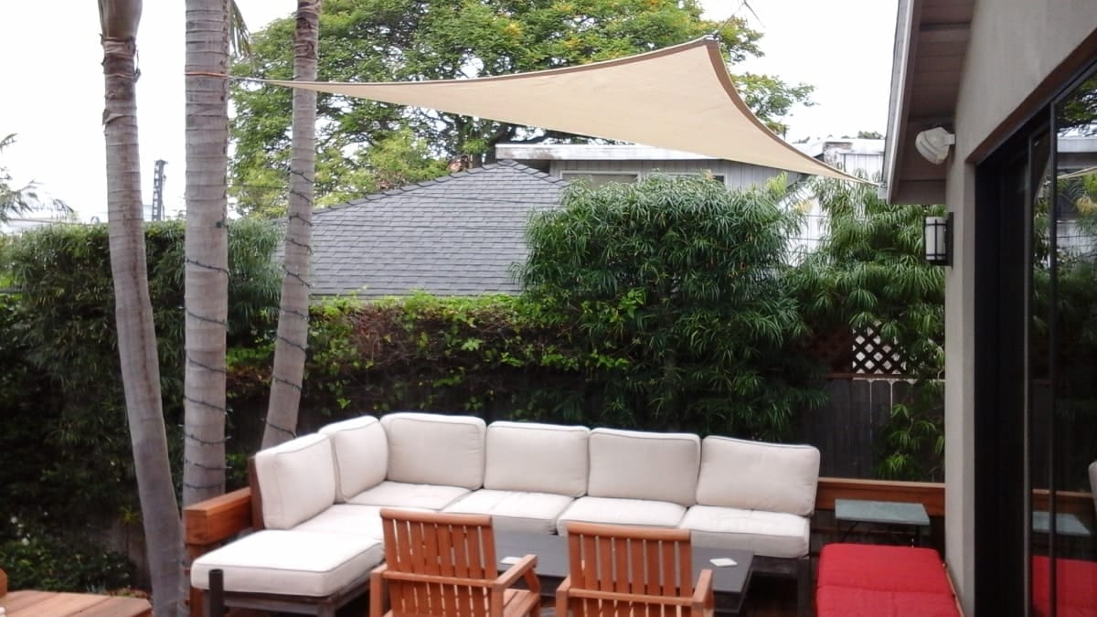 Real residential shade sail installation photo 15 from Cali Shade Sails