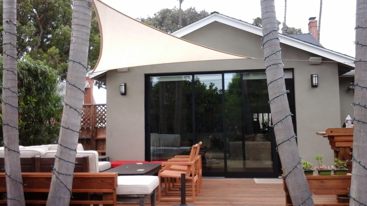 Real residential shade sail installation photo 16 from Cali Shade Sails