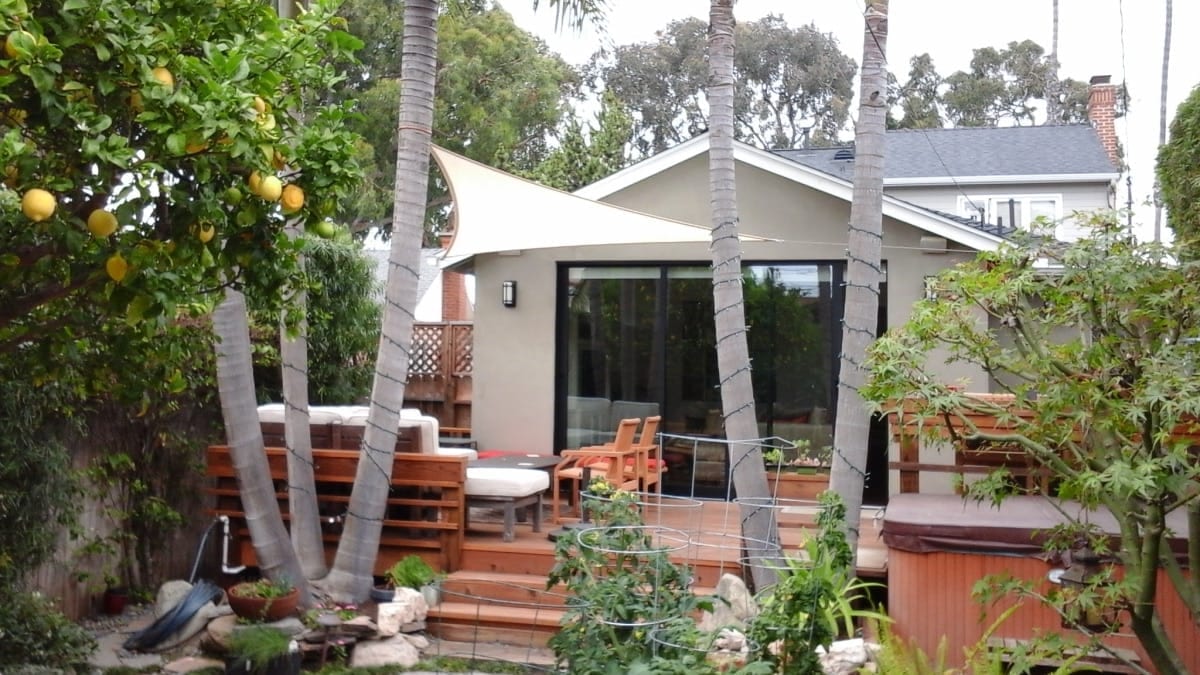 Real residential shade sail installation photo 17 from Cali Shade Sails