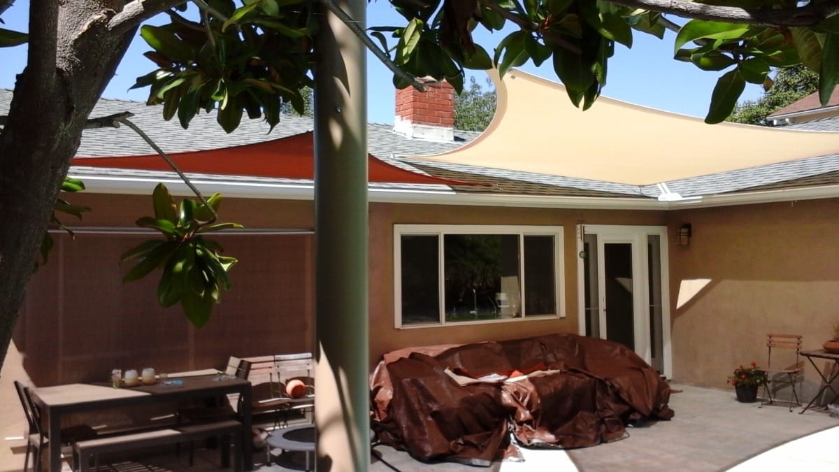 Real residential shade sail installation photo 20 from Cali Shade Sails