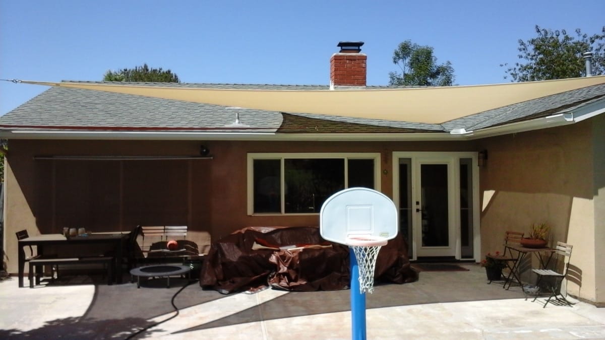 Real residential shade sail installation photo 21 from Cali Shade Sails