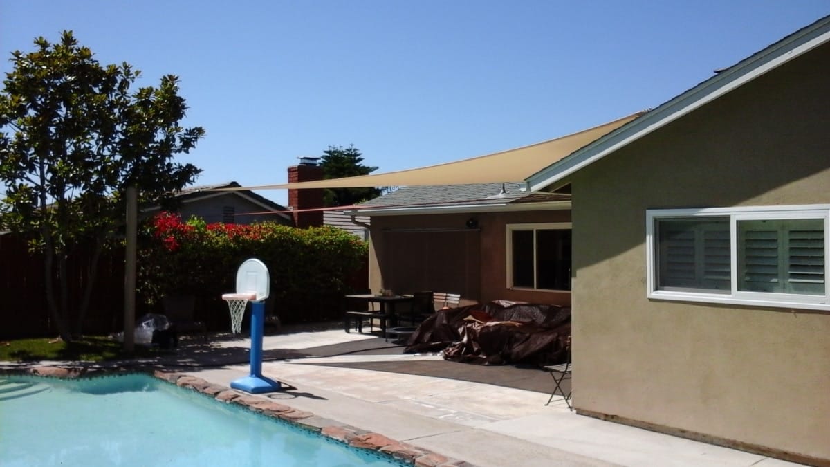 Real residential shade sail installation photo 22 from Cali Shade Sails