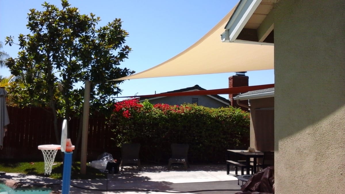 Real residential shade sail installation photo 23 from Cali Shade Sails