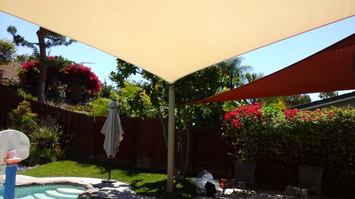 Real residential shade sail installation photo 25 from Cali Shade Sails