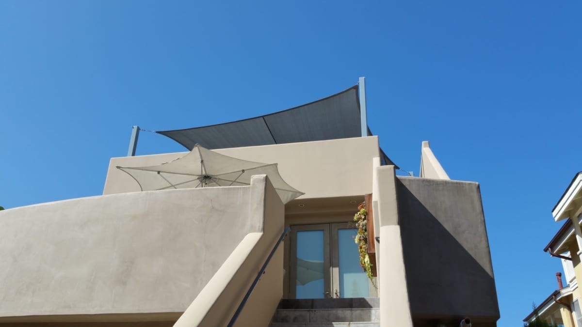 Real residential shade sail installation photo 34 from Cali Shade Sails