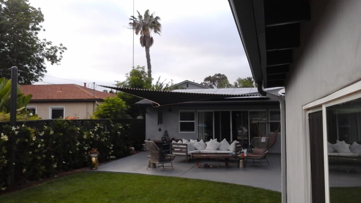 Real residential shade sail installation photo 45 from Cali Shade Sails