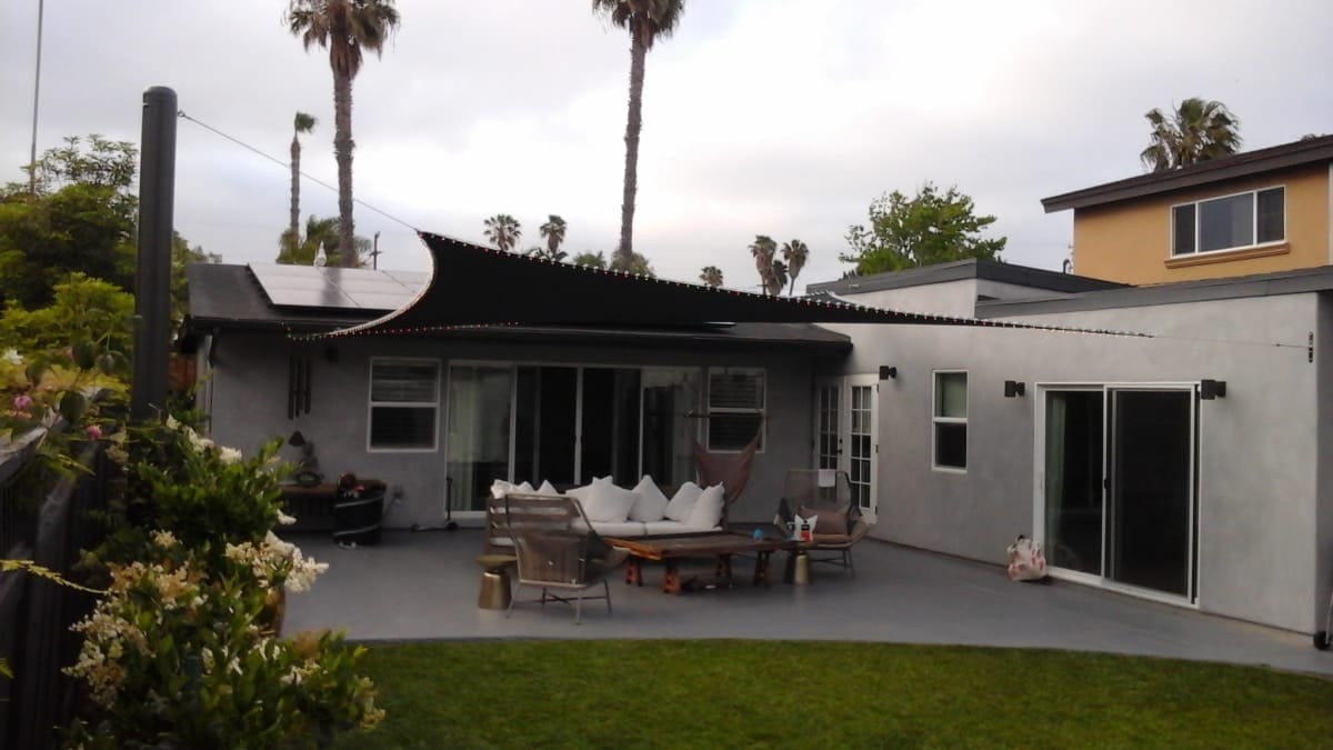 Real residential shade sail installation photo 46 from Cali Shade Sails