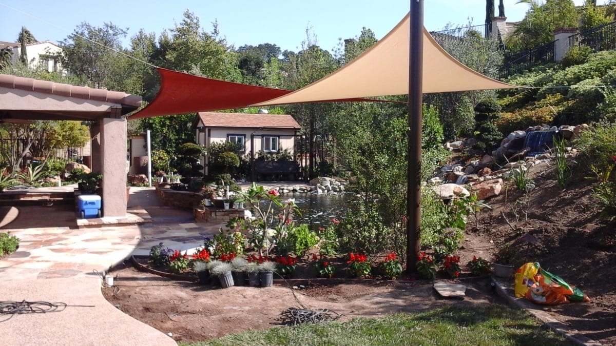 Real residential shade sail installation photo 53 from Cali Shade Sails