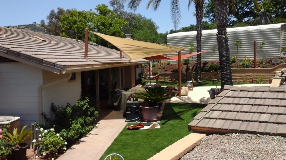 Real residential shade sail installation photo 57 from Cali Shade Sails
