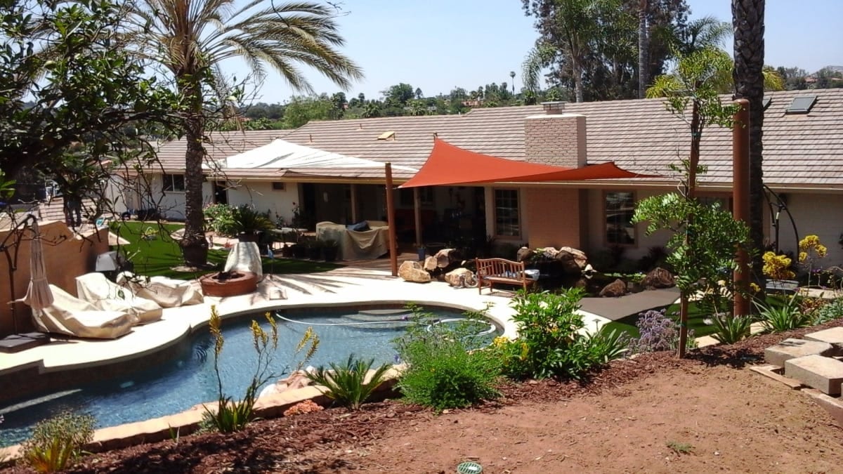 Real residential shade sail installation photo 60 from Cali Shade Sails