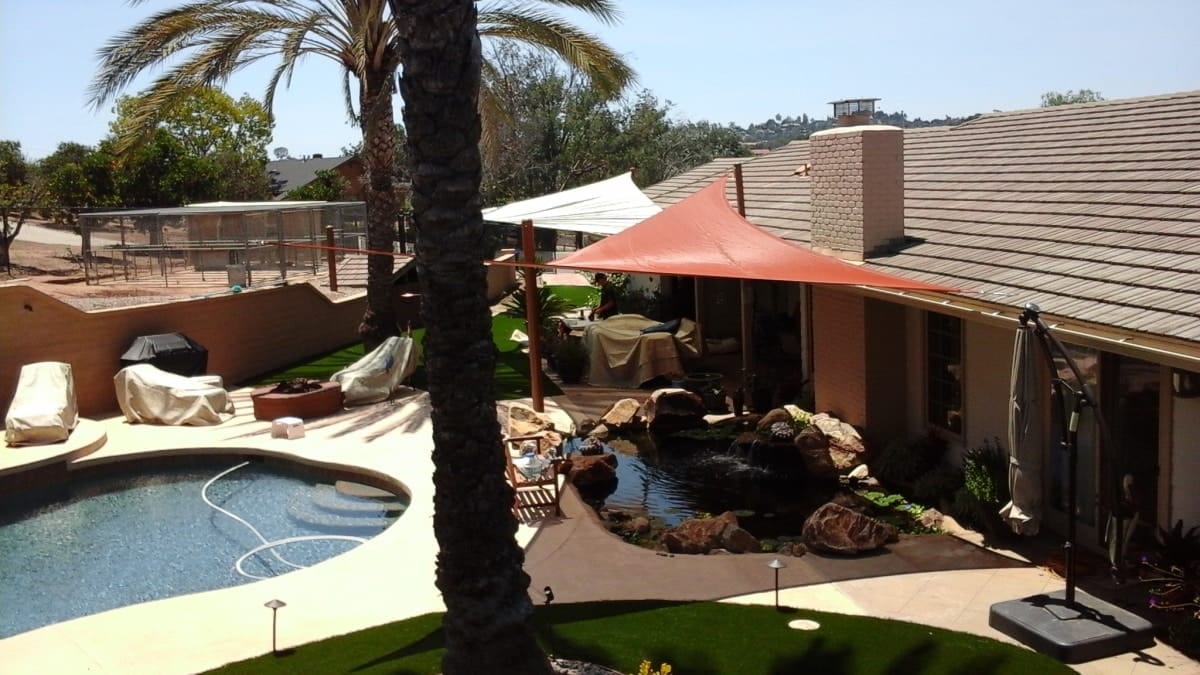 Real residential shade sail installation photo 61 from Cali Shade Sails