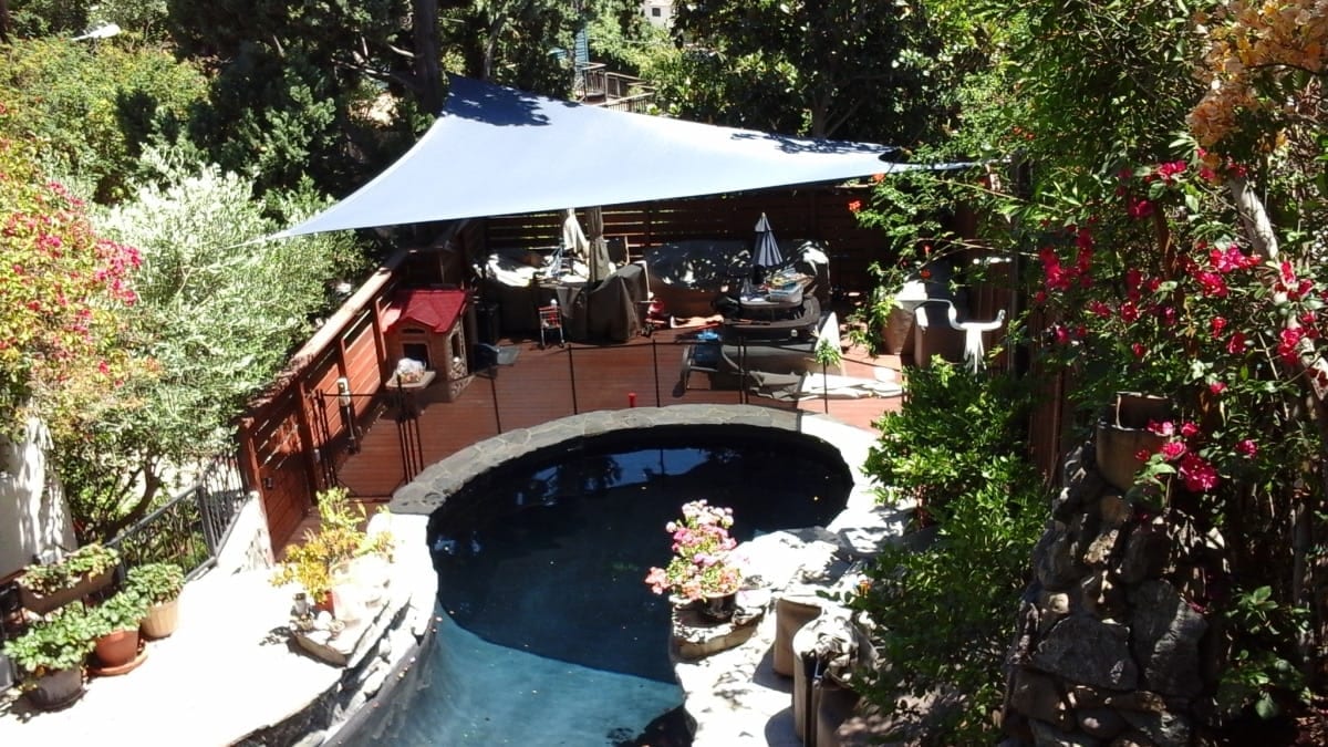 Real residential shade sail installation photo 66 from Cali Shade Sails