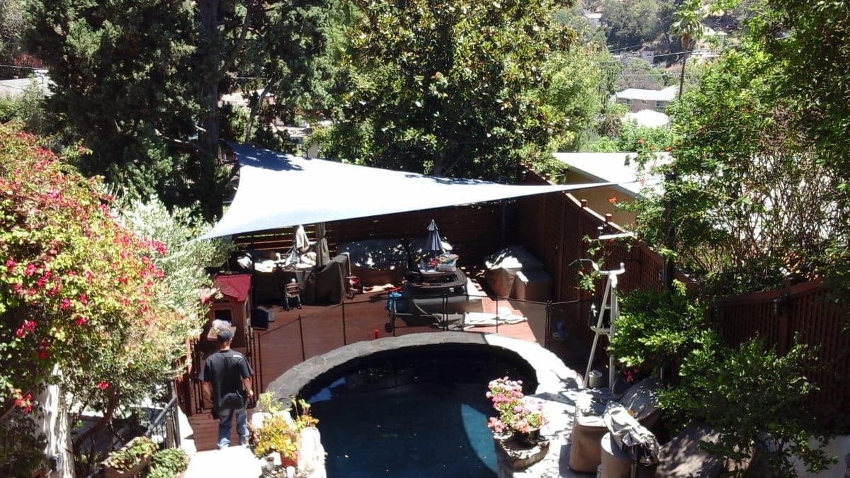 Real residential shade sail installation photo 67 from Cali Shade Sails