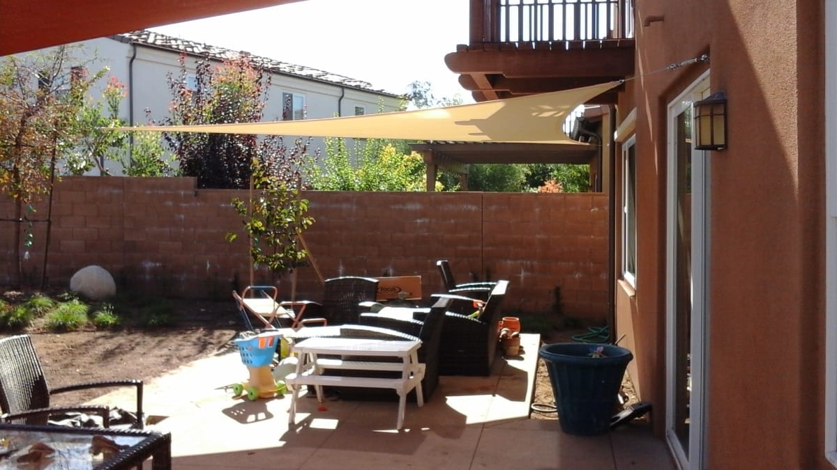 Real residential shade sail installation photo 70 from Cali Shade Sails