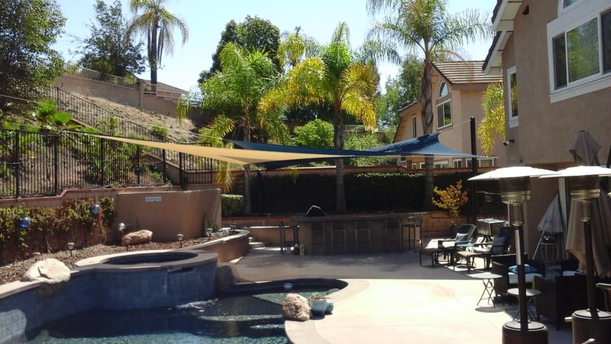Real residential shade sail installation photo 76 from Cali Shade Sails