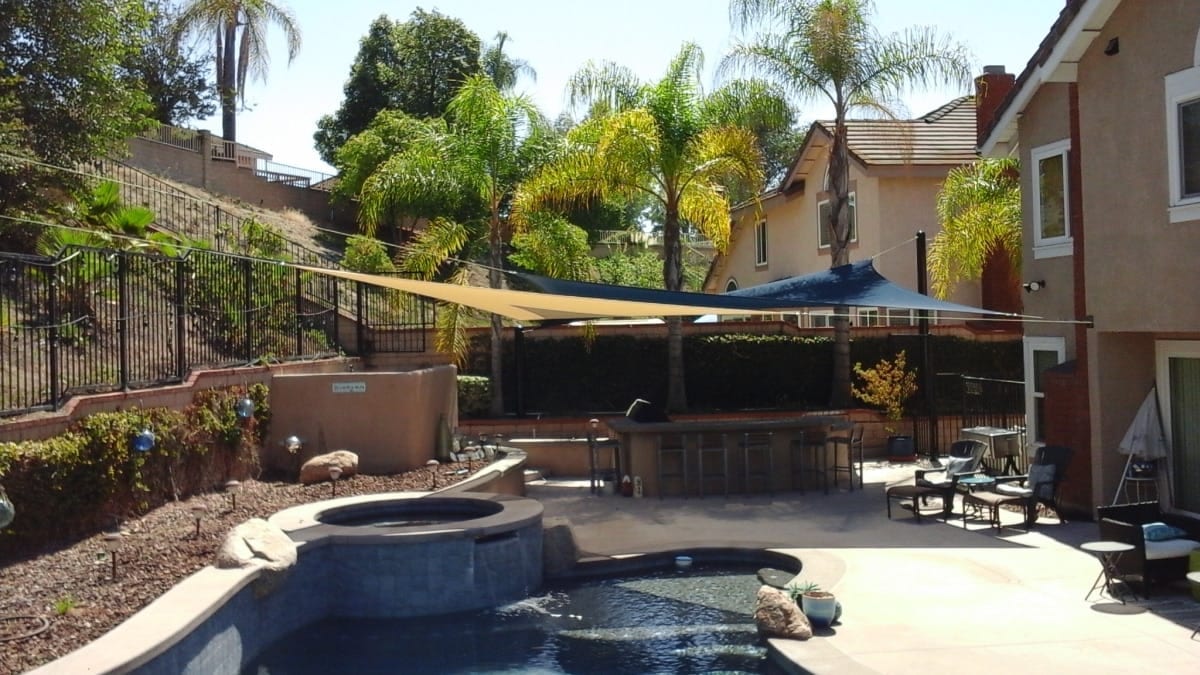 Real residential shade sail installation photo 77 from Cali Shade Sails