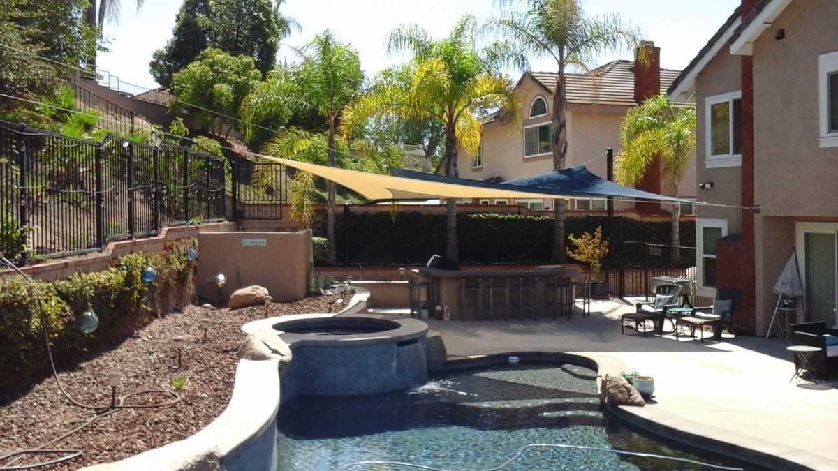Real residential shade sail installation photo 78 from Cali Shade Sails
