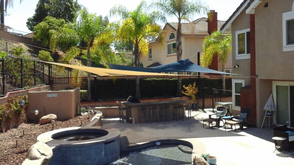 Real residential shade sail installation photo 81 from Cali Shade Sails