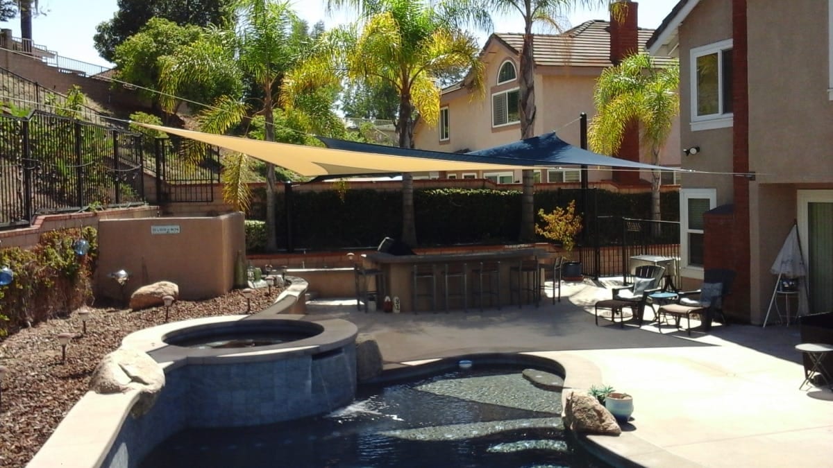 Real residential shade sail installation photo 82 from Cali Shade Sails
