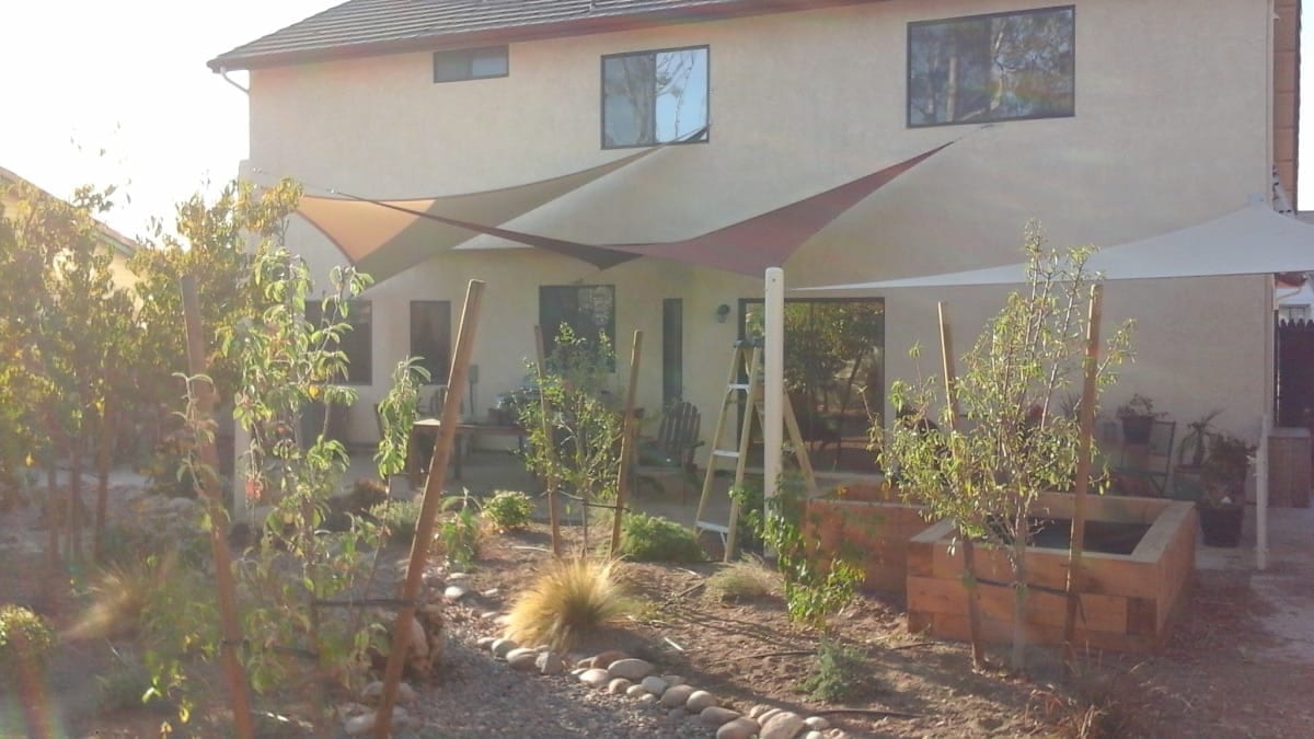 Real residential shade sail installation photo 83 from Cali Shade Sails