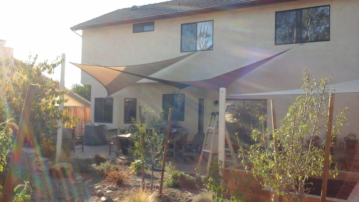 Real residential shade sail installation photo 84 from Cali Shade Sails