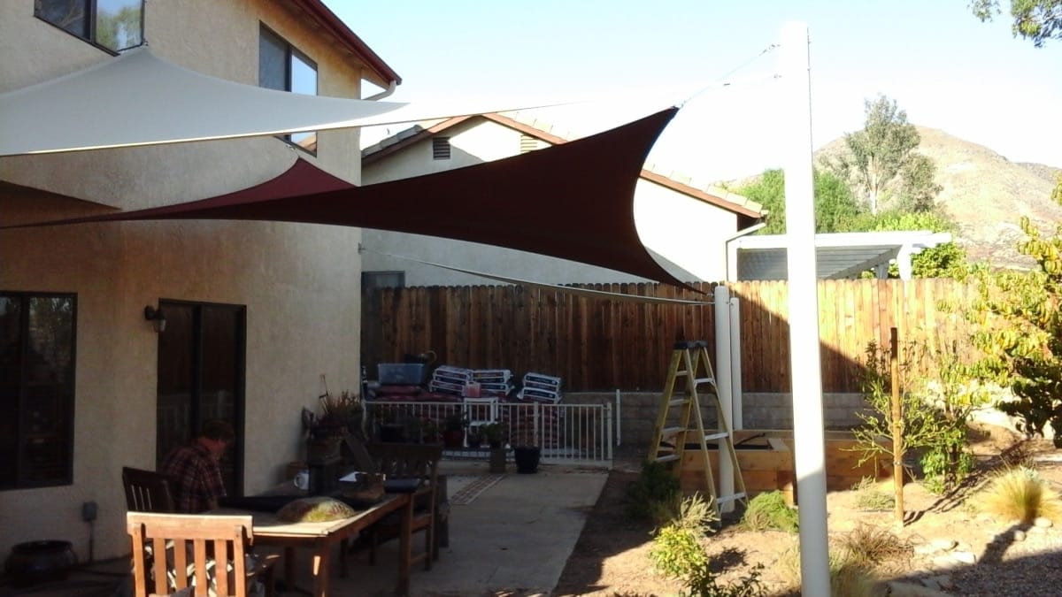 Real residential shade sail installation photo 87 from Cali Shade Sails