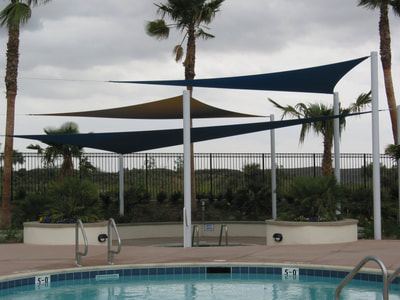 Large shade sail structure in Southern California